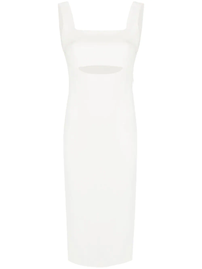 Victoria Beckham Vb Body Cutout Fitted Midi Dress In White