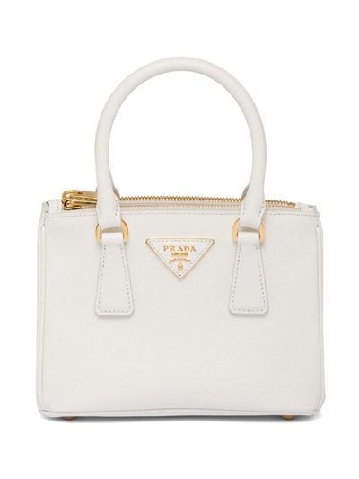 Prada Micro Galleria Tote Bag In White