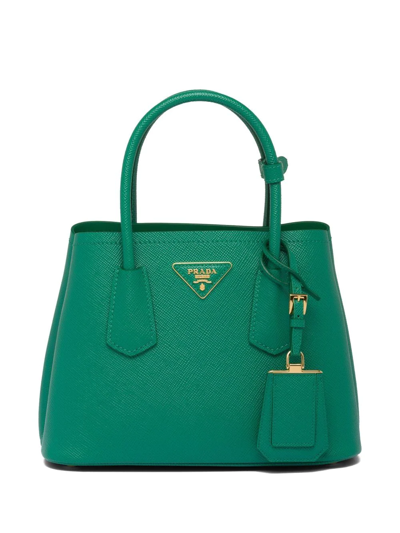 Prada Double Saffiano Leather Tote Bag In Green