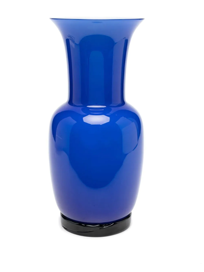 Venini Satin Glass Vase In Blau