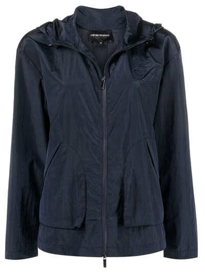 Emporio Armani Lightweight Zip-front Jacket In Blue