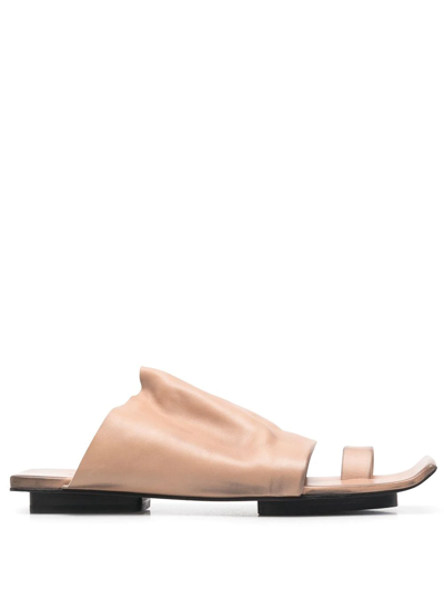 Uma Wang Open-toe Leather Sandals In Rose & Black