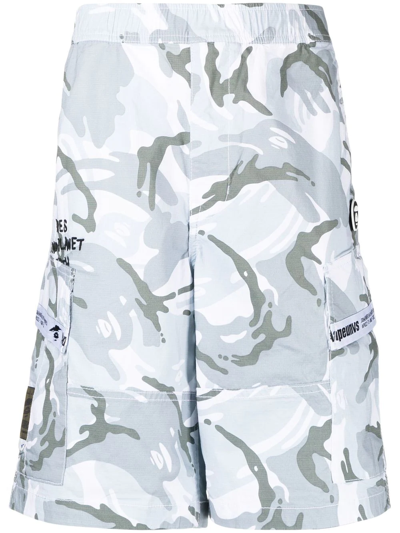 Aape By A Bathing Ape Bape Camouflage Cargo Shorts In Blue