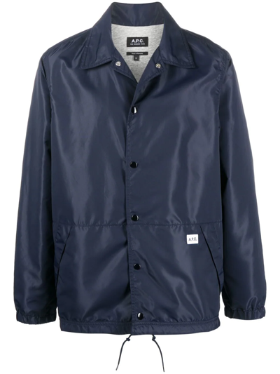 A.p.c. Logo-patch Shirt Jacket In Blue