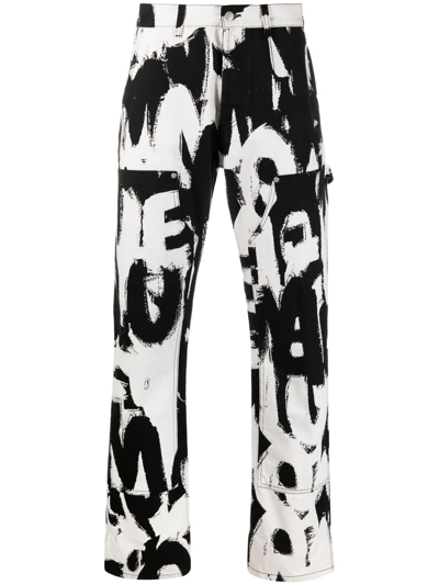 ALEXANDER MCQUEEN GRAFFITI-PRINT STRAIGHT-LEG JEANS