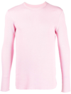 Erl Long-sleeve Waffle-knit T-shirt In Pink