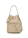 Prada Duet Re-nylon Shoulder Bag In Beige