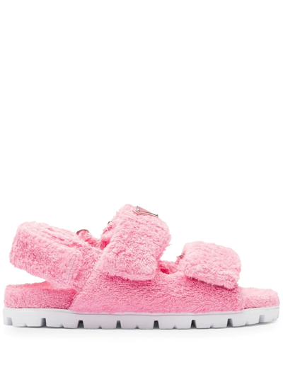 Prada Terrycloth Slingback Sandals In Petal Pink
