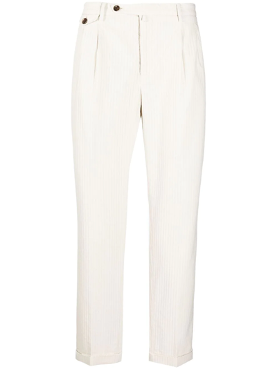 Briglia 1949 Ribbed Cotton Straight-leg Trousers In Neutrals