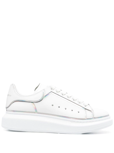 Alexander Mcqueen Iridescent-trim Leather Sneakers In White