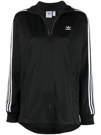 Adidas Originals Logo刺绣拉链卫衣 In Black