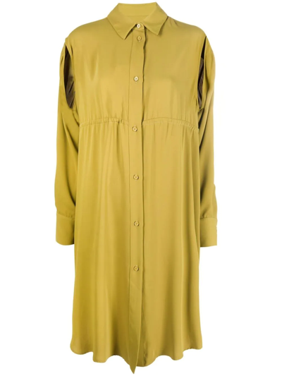 Mm6 Maison Margiela Slit-sleeved Shirt Dress In Grün