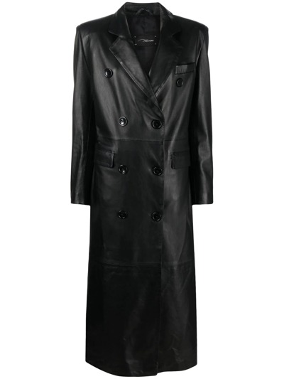 Manokhi Double-breasted Leather Trench Coat In Black