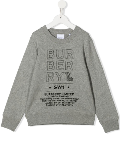 Burberry Logo Graphic-print Sweatshirt In Grey