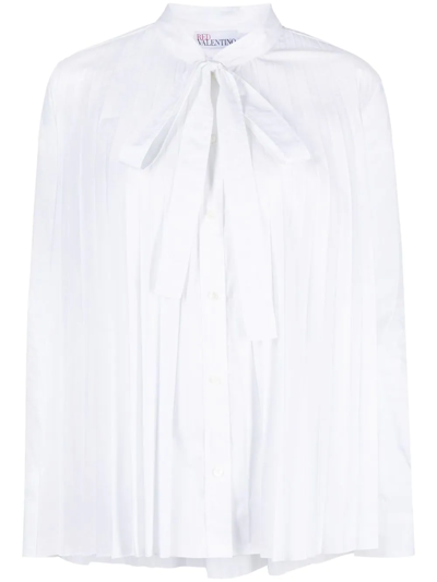Red Valentino Pleated Long-sleeved Blouse In Weiss