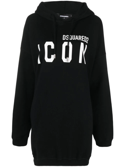 Dsquared2 Logo-print Hoodie In Black/white