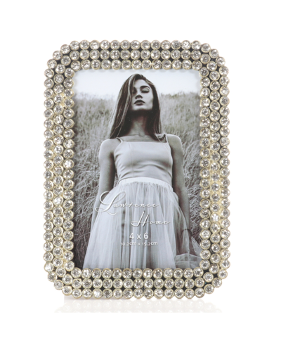 Lawrence Frames Three Rows Of Brilliant Crystals Metal Picture Frame, 4" X 6" In Gold-tone