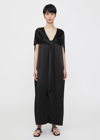 Totême Knot-front V-neck Satin Cape Dress In Black