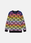 Versace La Greca Rainbow Monogram Wool Blend Sweater In Print