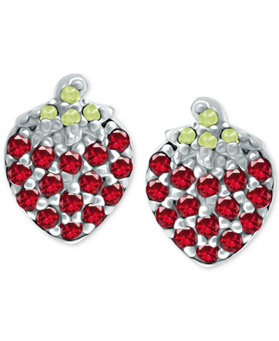 Giani Bernini Cubic Zirconia Strawberry Stud Earrings, Created For Macy's In Sterling Silver
