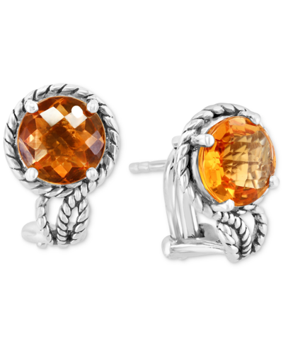 Effy Collection Effy Citrine Rope-frame Stud Earrings (3-5/8 Ct. T.w.) In Sterling Silver