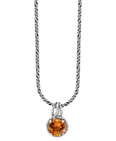 Effy Collection Effy Citrine Solitaire 18" Pendant Necklace (3-1/2 Ct. T.w.) In Sterling Silver