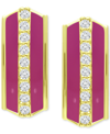 Giani Bernini Cubic Zirconia & Enamel Hoop Earrings, Created For Macy's In Gold Over Silver