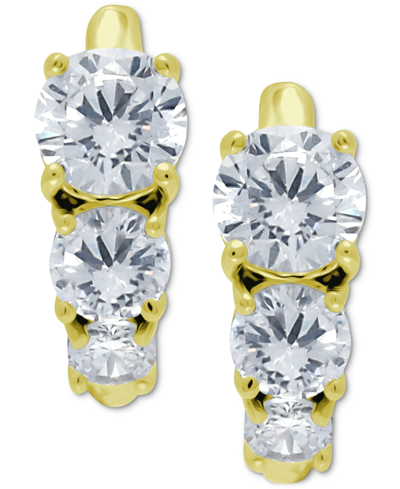 Giani Bernini Cubic Zirconia Graduated Small Huggie Hoop Earrings, 0.625", Created For Macy's In Gold Over Silver