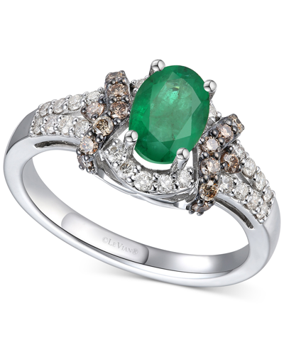 Le Vian Emerald (5/8 Ct. T.w.) & Diamond (1/2 Ct. T.w.) Ring In 14k White Gold In Green
