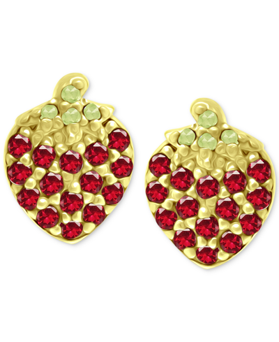 Giani Bernini Cubic Zirconia Strawberry Stud Earrings, Created For Macy's In Gold Over Silver