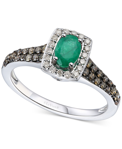 Le Vian Emerald (3/8 Ct. T.w.) & Diamond (1/2 Ct. T.w.) Ring In 14k White Gold In Green