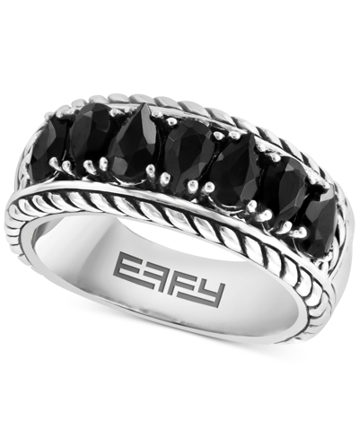 Effy Collection Effy Black Spinel Rope-framed Ring (2 Ct. T.w.) In Sterling Silver