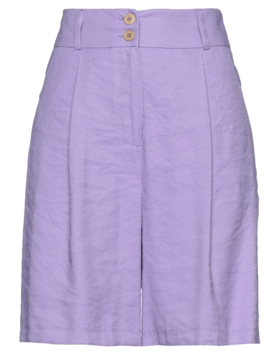 Skills & Genes Woman Shorts & Bermuda Shorts Light Purple Size 2 Viscose, Polyester
