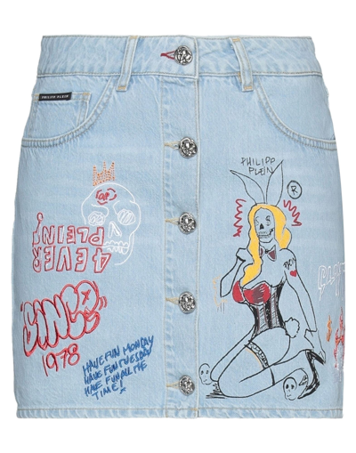 Philipp Plein Denim Skirts In Blue