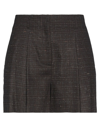 Ottod'ame Woman Shorts & Bermuda Shorts Dark Brown Size 8 Viscose, Wool, Synthetic Fibers, Silk