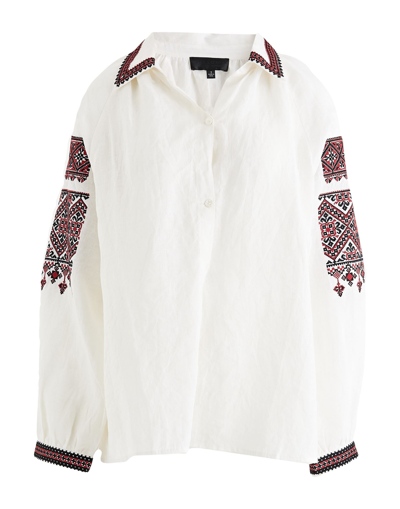 Nili Lotan Pleated Embroidered Linen-canvas Shirt In White