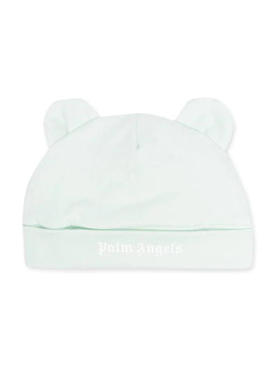 Palm Angels Kids' Teddy-ears Logo-print Beanie In Blue