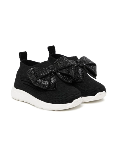 Babywalker Babies' Bow-detail Knitted Trainers In Black
