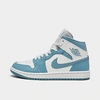 Nike Jordan Women's Air Retro 1 Mid Casual Shoes Size 11.0 Leather/suede In University Blue/white