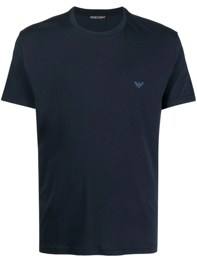 Emporio Armani Logo-print Pyjama T-shirt In Blue
