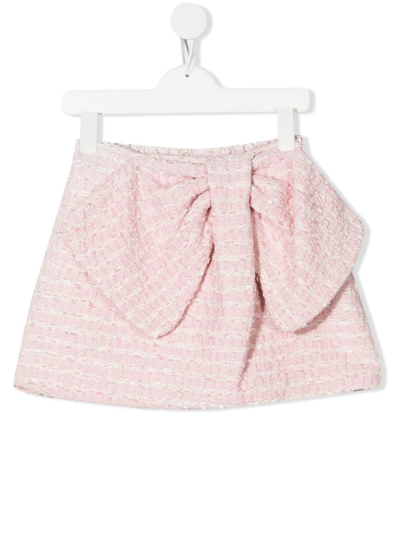 La Stupenderia Kids' Boucle Bow-detail Mini Skirt In Pink