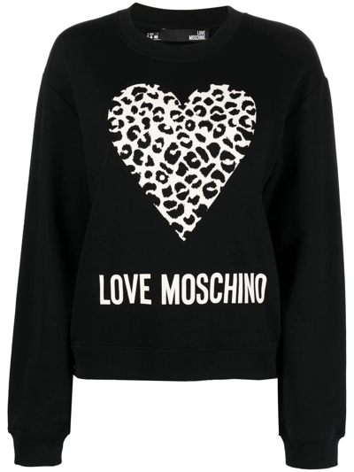 Love Moschino Heart-print Cotton Sweatshirt In Black
