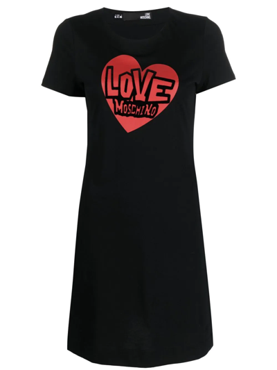 Love Moschino Logo-print T-shirt Dress In Black