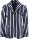 Moustache Striped Single-breasted Blazer In Blue