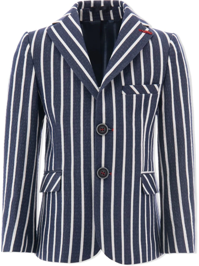 Moustache Kids' Striped Single-breasted Blazer In Navy