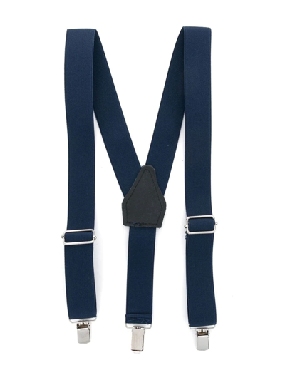 Paolo Pecora Kids' Debossed Logo Suspenders In Blue