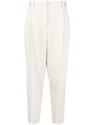 Brunello Cucinelli High-waisted Tailored Trousers In Ivory
