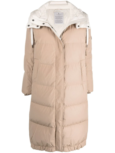 Brunello Cucinelli Drawstring Hood Padded Coat In Neutrals