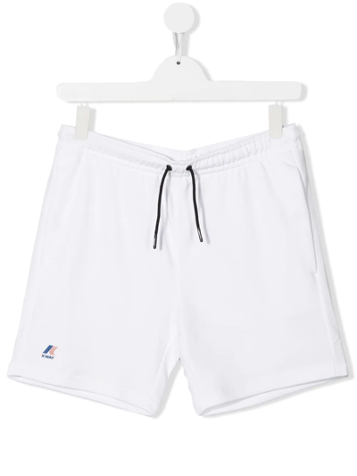 K-way Teen Logo Print Track Shorts In White