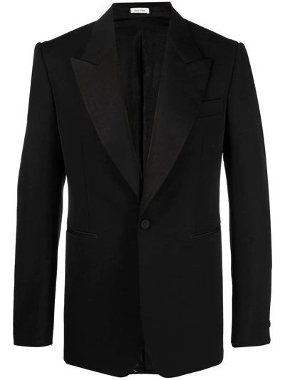 Alexander Mcqueen Single-breasted Wool Grain-de-poudre Suit Jacket In Black